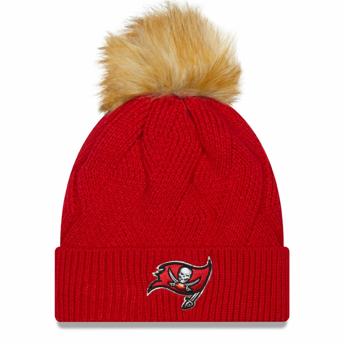 Tampa Bay Buccaneers New Era Women's Snowy Cuffed Knit Hat with Pom - Red - NFL