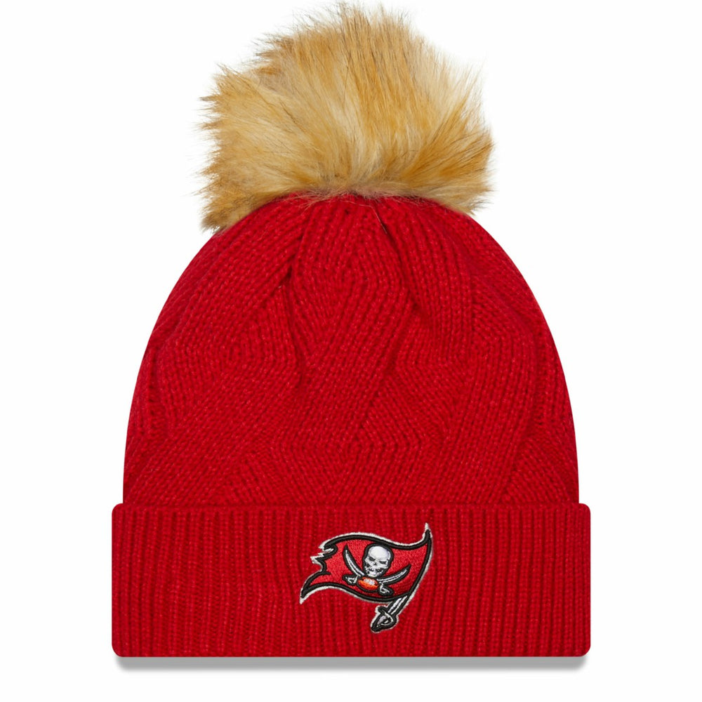 Tampa Bay Buccaneers New Era Women's Snowy Cuffed Knit Hat with Pom - Red - NFL