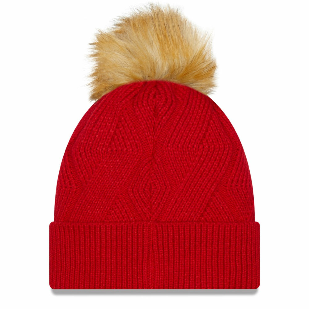 Tampa Bay Buccaneers New Era Women's Snowy Cuffed Knit Hat with Pom - Red - NFL