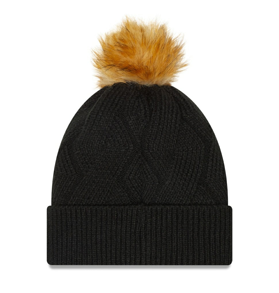 Las Vegas Raiders New Era Women's Snowy Cuffed Knit Hat with Pom - Black - NFL