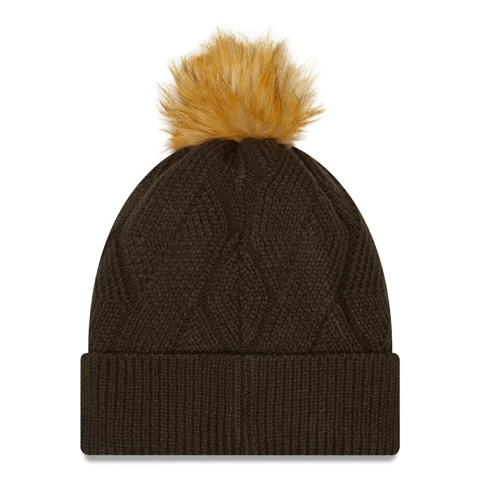 Cleveland Browns New Era Women's Snowy Cuffed Knit Hat with Pom - Brown - NFL