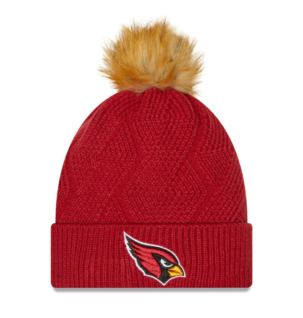 Arizona Cardinals New Era Women's Snowy Cuffed Knit Hat with Pom - Cardinal - NFL