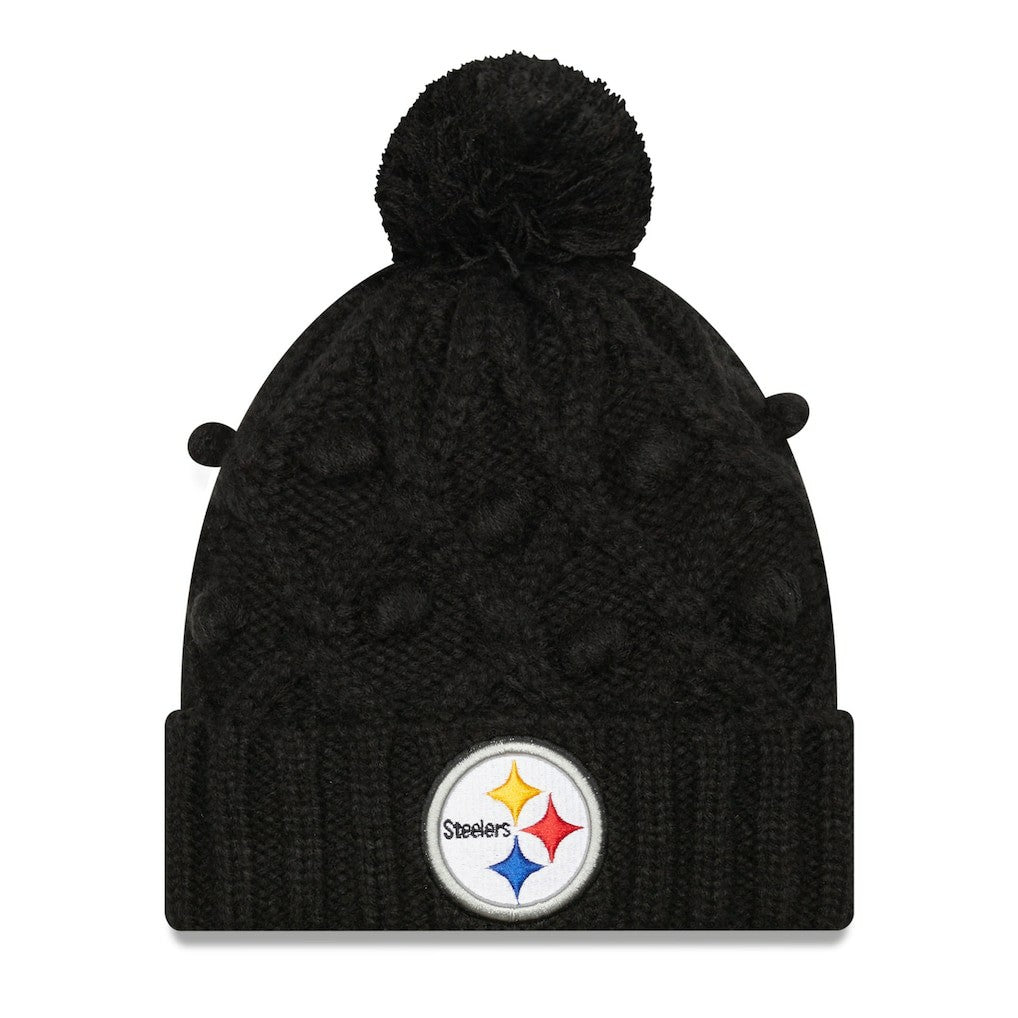 Pittsburgh Steelers New Era Women's Toasty Cuffed Knit Hat with Pom - Black - NFL