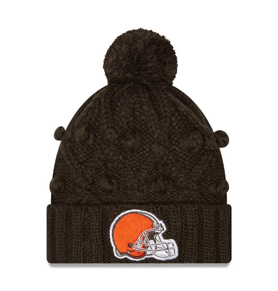 Cleveland Browns New Era Women's Toasty Cuffed Knit Hat with Pom - Brown - NFL