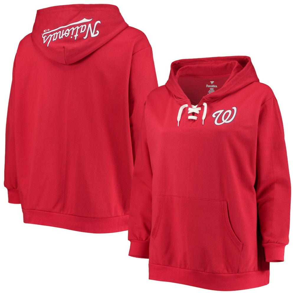 Washington Nationals Women's Plus Size Lace-Up V-Neck Pullover Hoodie Online