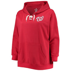 Washington Nationals Women's Plus Size Lace-Up V-Neck Pullover Hoodie Online