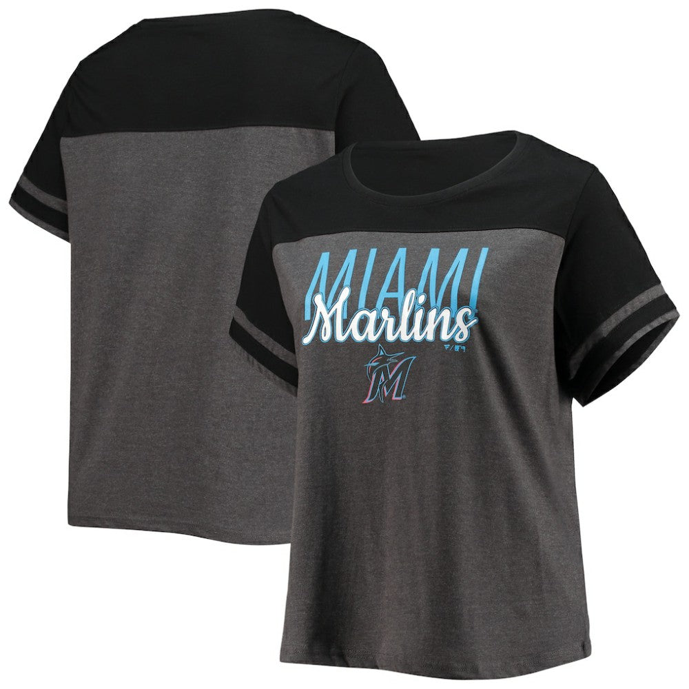 Miami Marlins Women's Plus Size Colorblock T-Shirt Discount