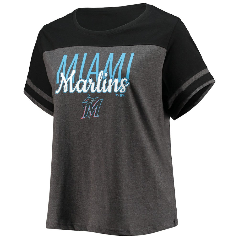 Miami Marlins Women's Plus Size Colorblock T-Shirt Discount