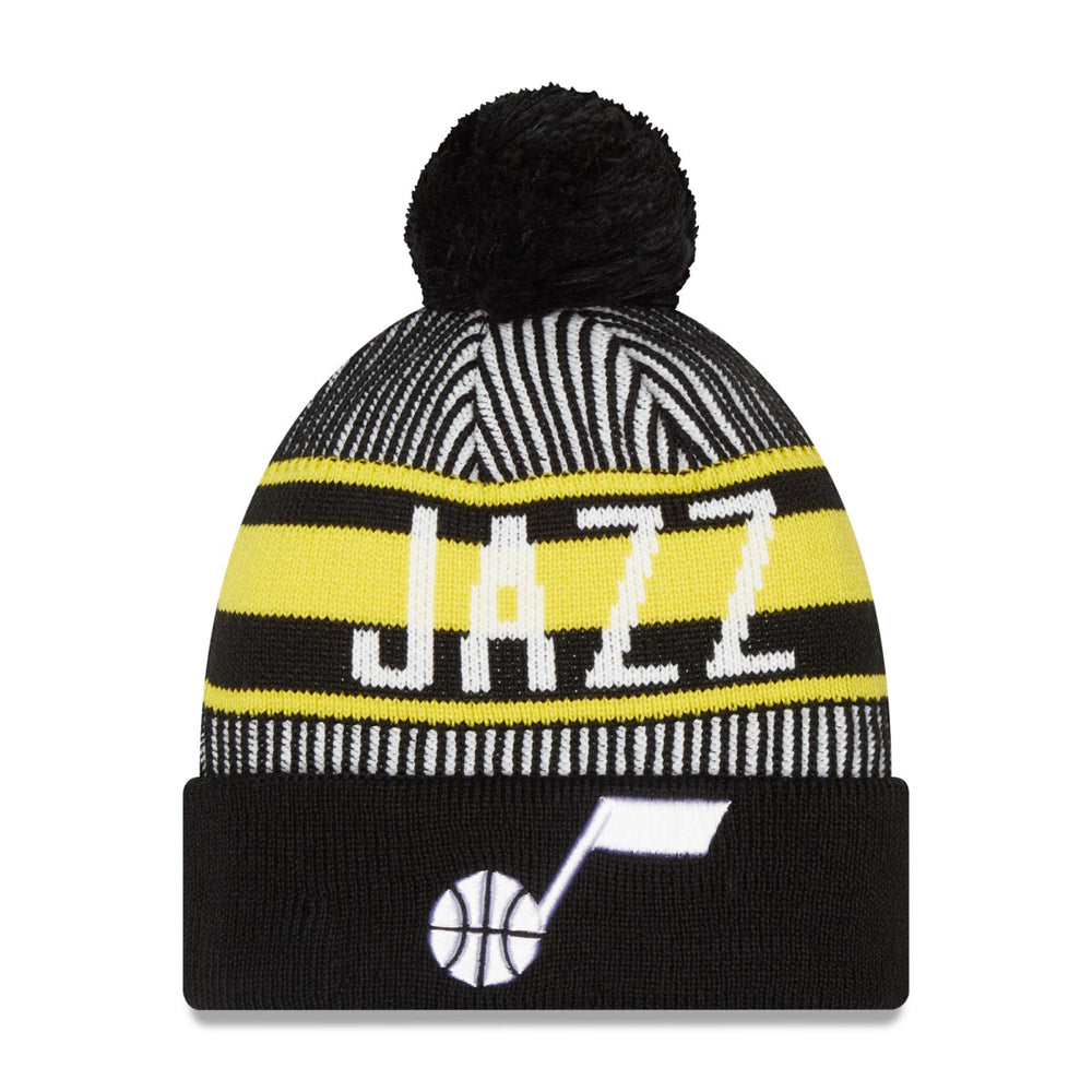 New Era Utah Jazz Striped Cuffed Pom Knit Hat Navy