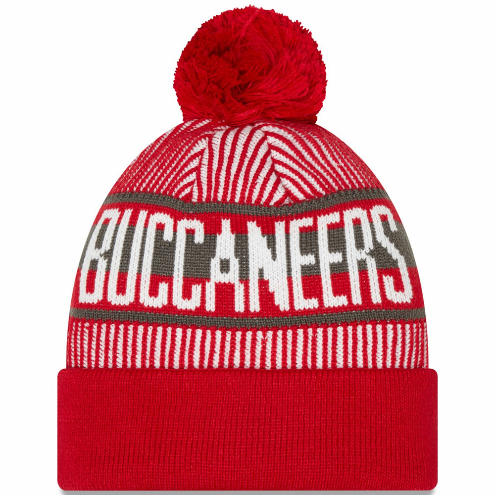 Tampa Bay Buccaneers New Era Striped Cuffed Knit Hat with Pom - Red - NFL