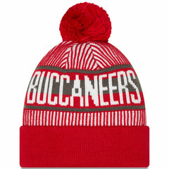 Tampa Bay Buccaneers New Era Striped Cuffed Knit Hat with Pom - Red - NFL
