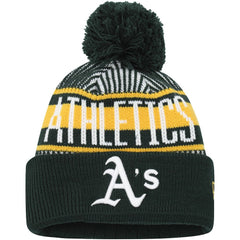 Athletics New Era Youth Striped Cuffed Knit Hat with Pom Discount