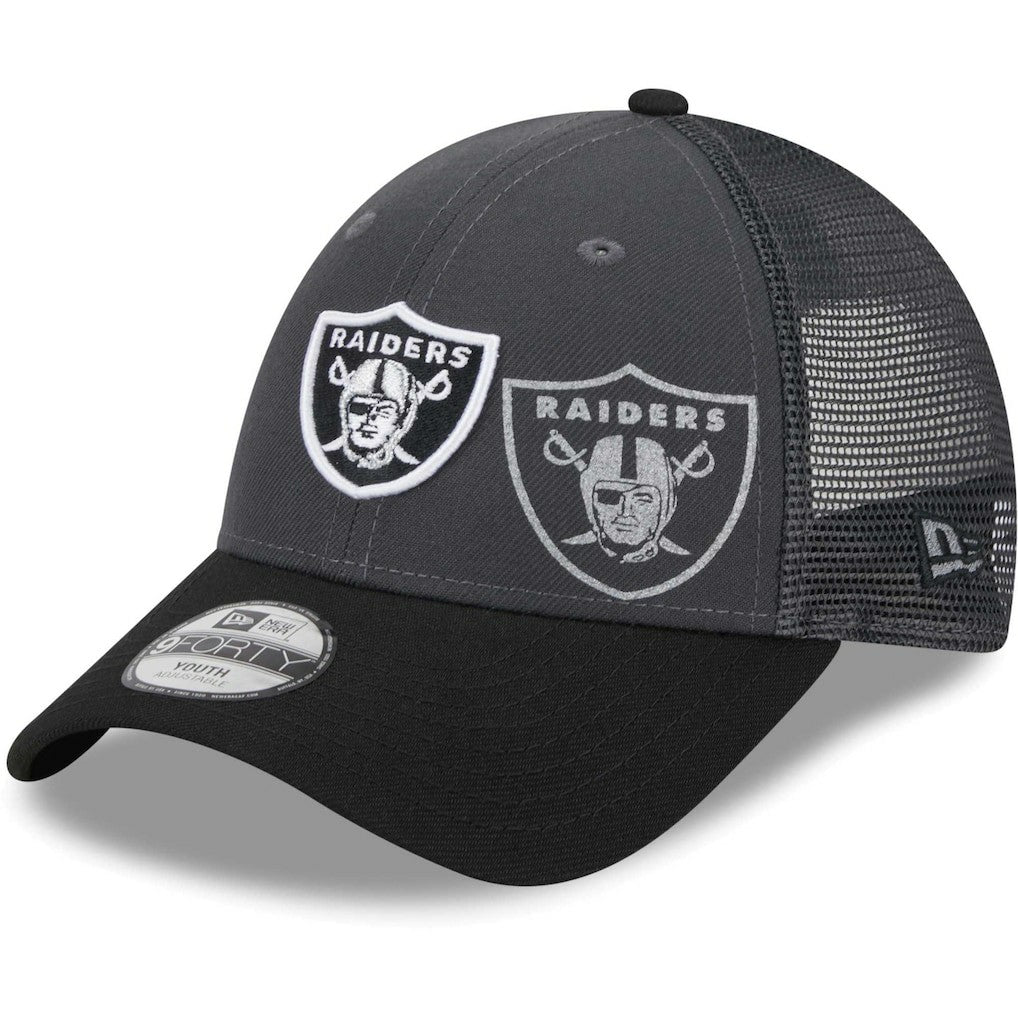 Las Vegas Raiders New Era Youth Reflect 9FORTY Adjustable Hat - Graphite - NFL