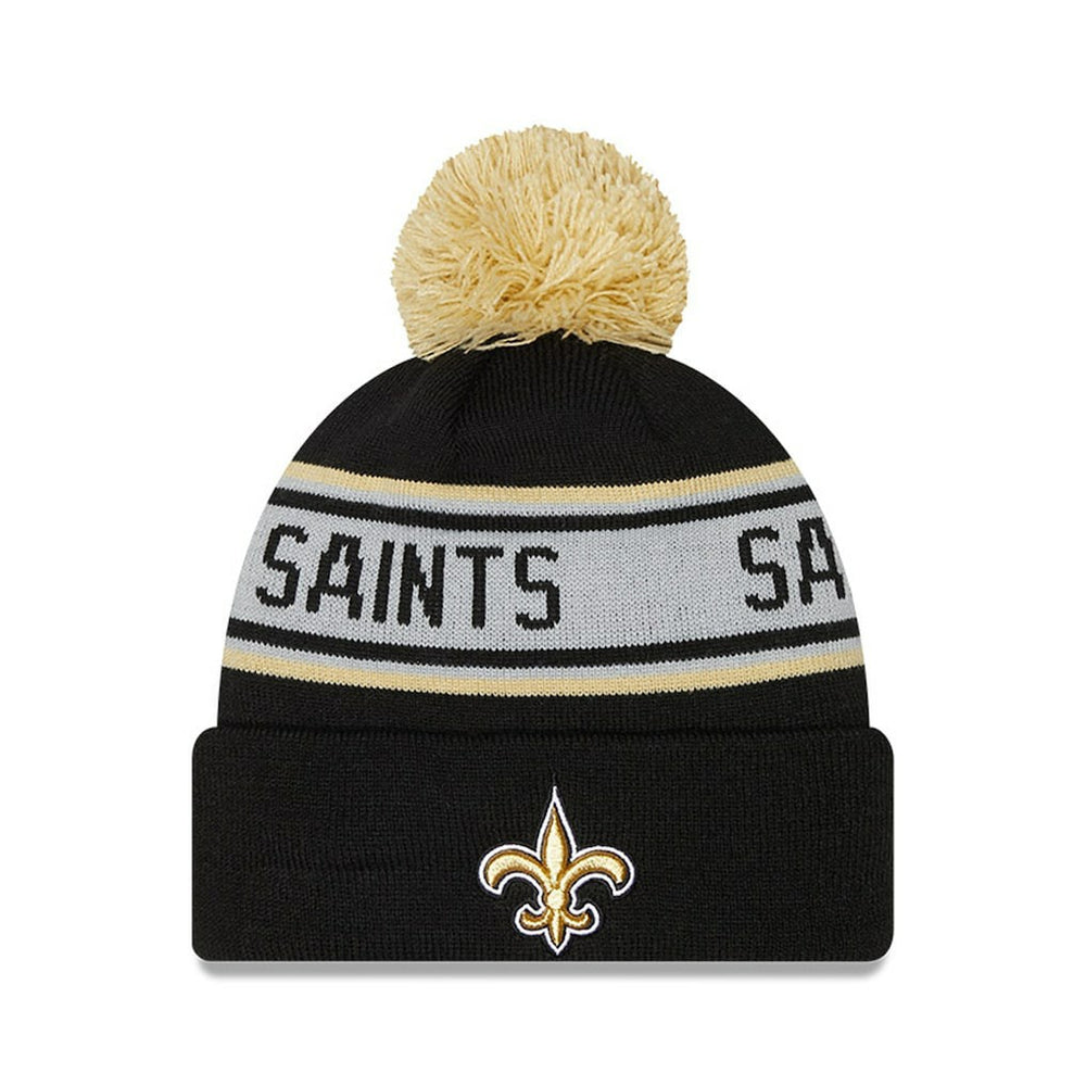 New Orleans Saints New Era Preschool Repeat Cuffed Knit Hat with Pom - Black - NFL