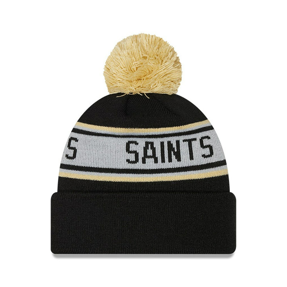 New Orleans Saints New Era Preschool Repeat Cuffed Knit Hat with Pom - Black - NFL