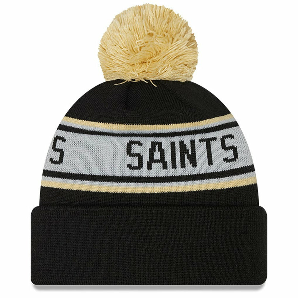 New Orleans Saints New Era Youth Repeat Cuffed Knit Hat with Pom - Black - NFL