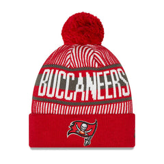 Tampa Bay Buccaneers New Era Youth Striped Cuffed Knit Hat with Pom - Red - NFL