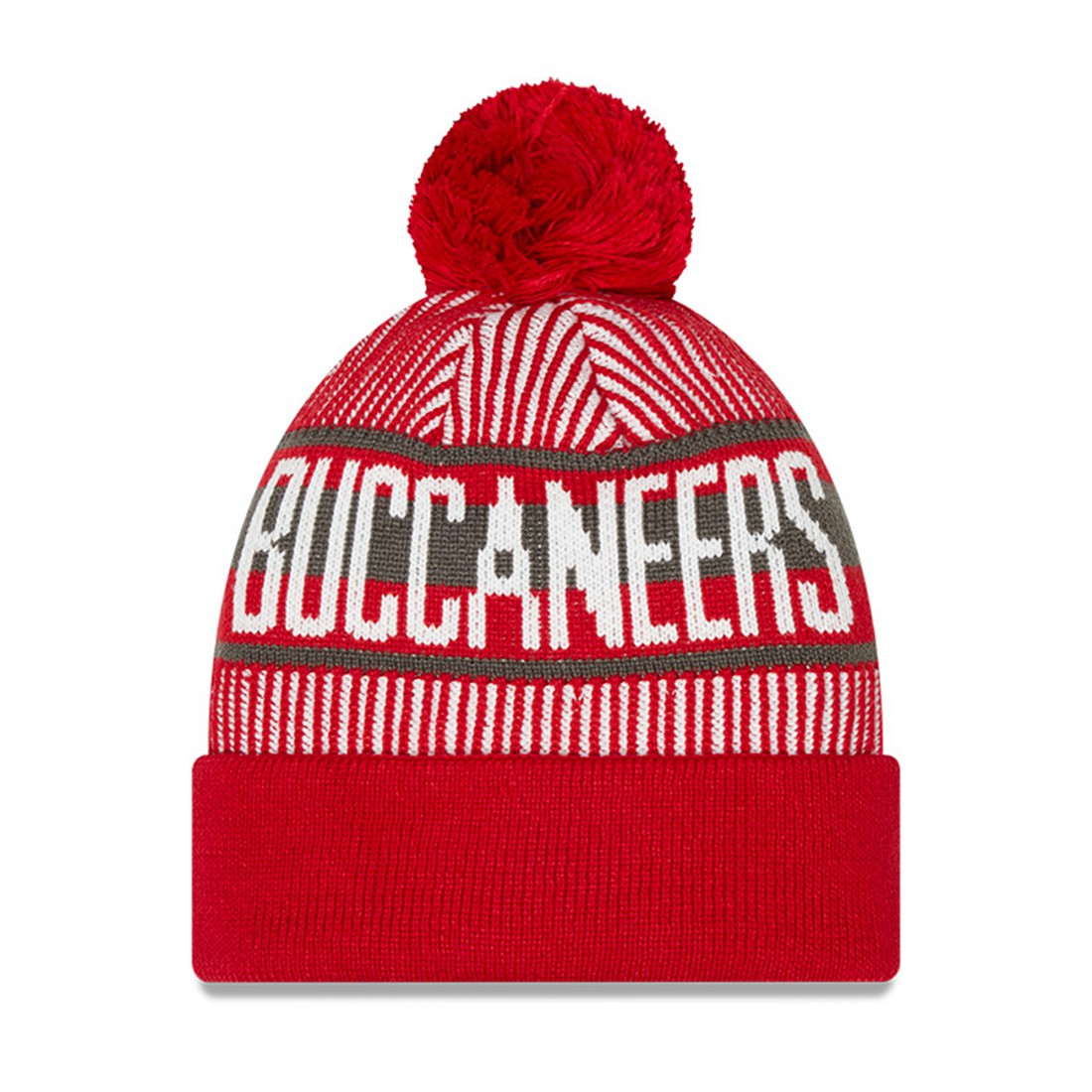 Tampa Bay Buccaneers New Era Youth Striped Cuffed Knit Hat with Pom - Red - NFL