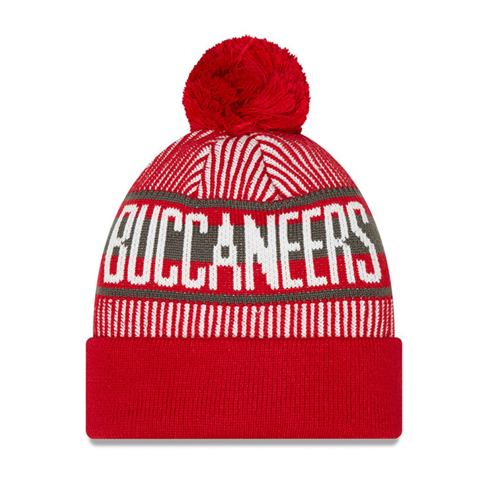 Tampa Bay Buccaneers New Era Youth Striped Cuffed Knit Hat with Pom - Red - NFL