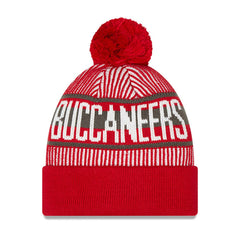 Tampa Bay Buccaneers New Era Youth Striped Cuffed Knit Hat with Pom - Red - NFL