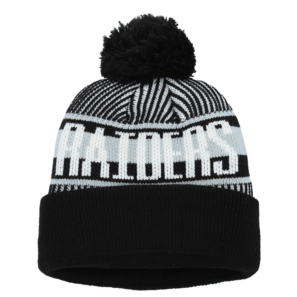 Las Vegas Raiders New Era Youth Striped Cuffed Knit Hat with Pom - Black - NFL