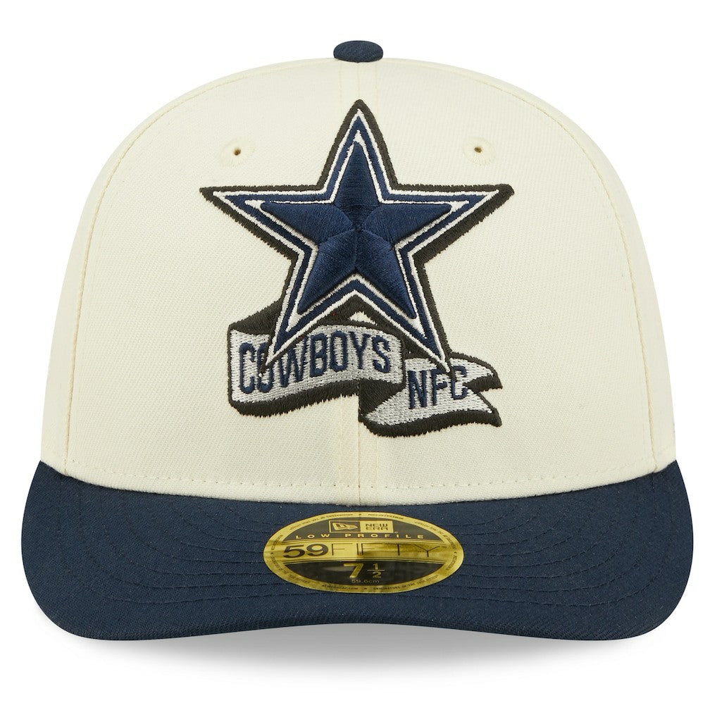 Dallas Cowboys New Era 2022 Sideline Low Profile 59FIFTY Fitted Hat - Cream/Navy - NFL