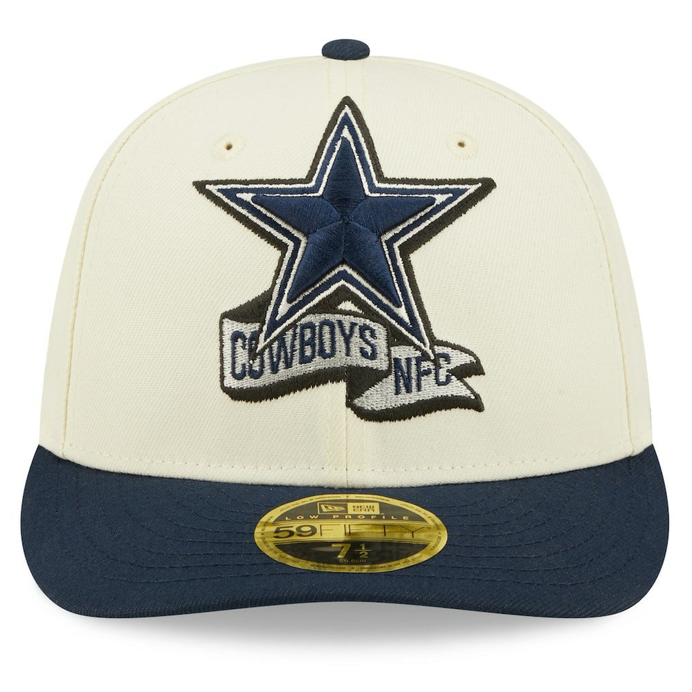 Dallas Cowboys New Era 2022 Sideline Low Profile 59FIFTY Fitted Hat - Cream/Navy - NFL