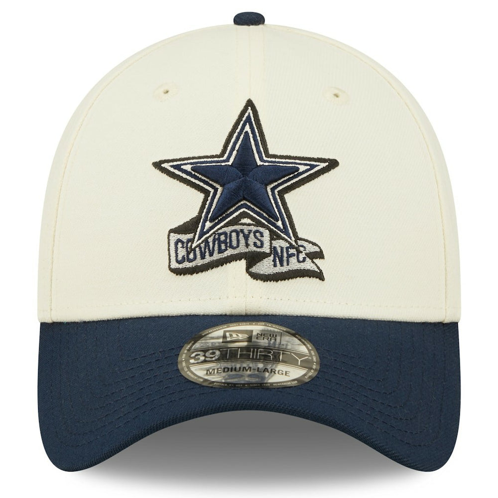 Dallas Cowboys New Era 2022 Sideline 39THIRTY 2-Tone Flex Hat - Cream/Navy - NFL