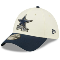 Dallas Cowboys New Era 2022 Sideline 39THIRTY 2-Tone Flex Hat - Cream/Navy - NFL
