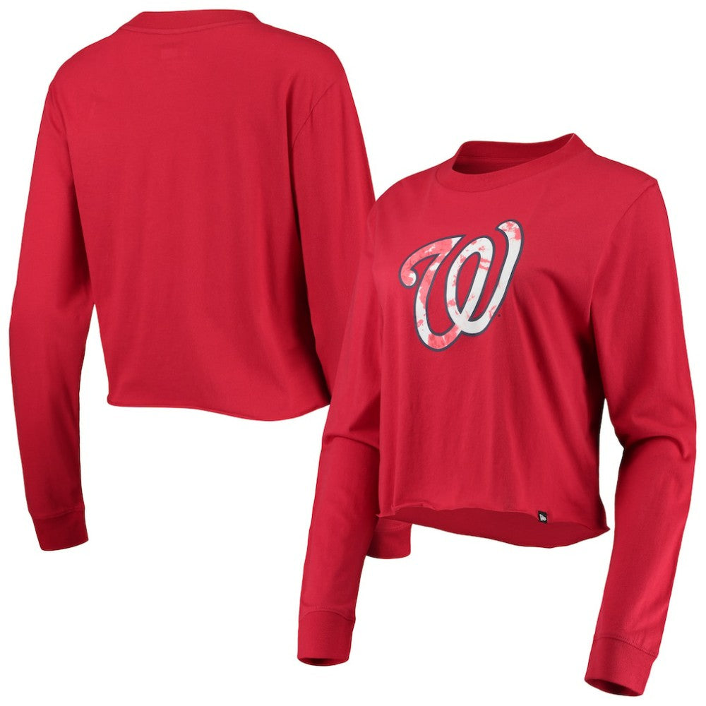 Washington Nationals New Era Women's Baby Jersey Cropped Long Sleeve T-Shirt Discount
