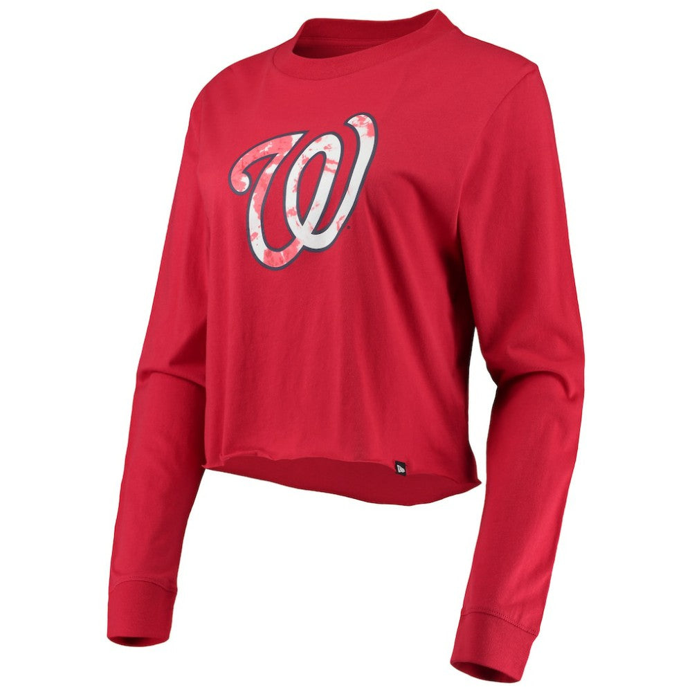 Washington Nationals New Era Women's Baby Jersey Cropped Long Sleeve T-Shirt Discount