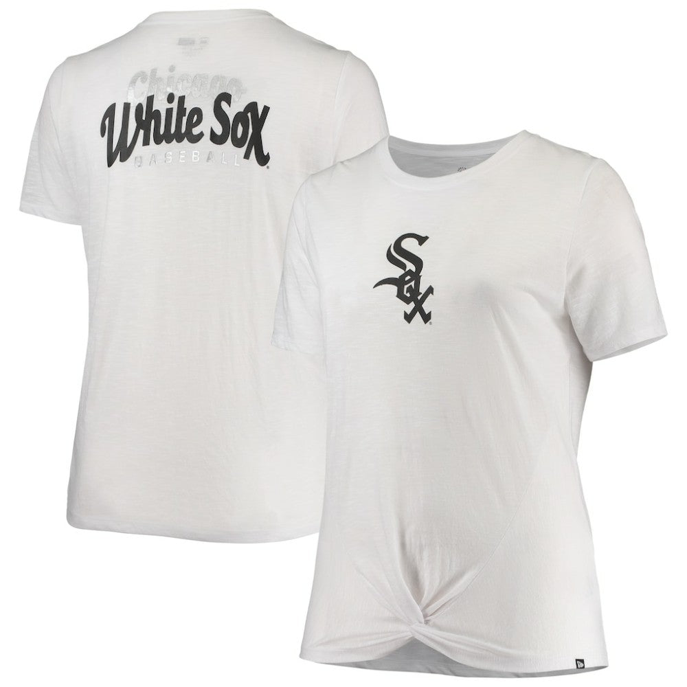 Chicago White Sox New Era Women's Plus Size 2-Hit Front Knot T-Shirt Sale