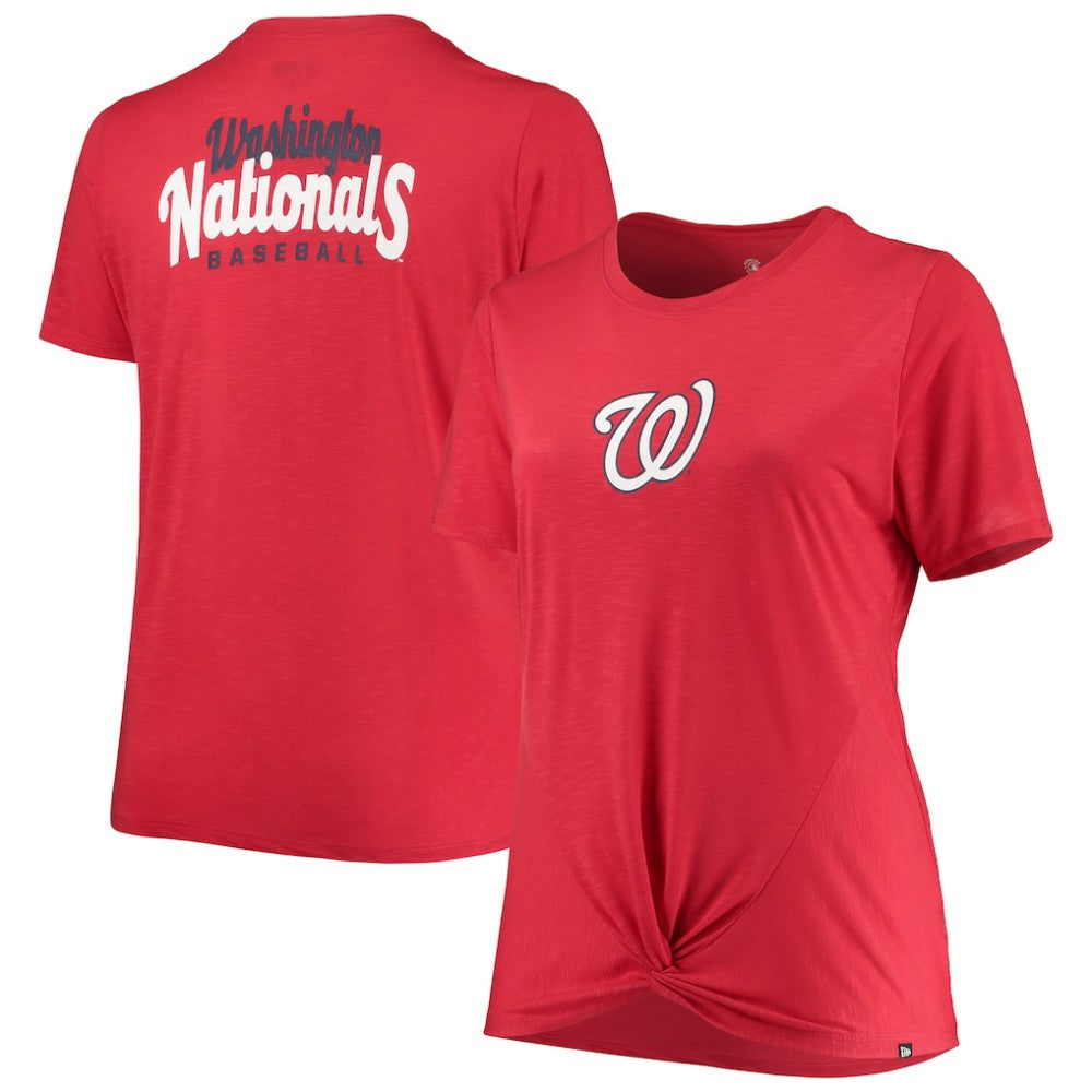 Washington Nationals New Era Women's Plus Size 2-Hit Front Knot T-Shirt Online