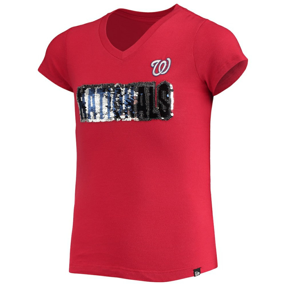 Washington Nationals New Era Girls Youth Flip Sequin Team T-Shirt Sale