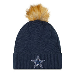 Dallas Cowboys New Era Women's Snowy Cuffed Knit Hat with Pom - Navy - NFL