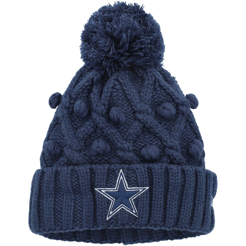 Dallas Cowboys New Era Girls Youth Toasty Cuffed Knit Hat with Pom - Navy - NFL