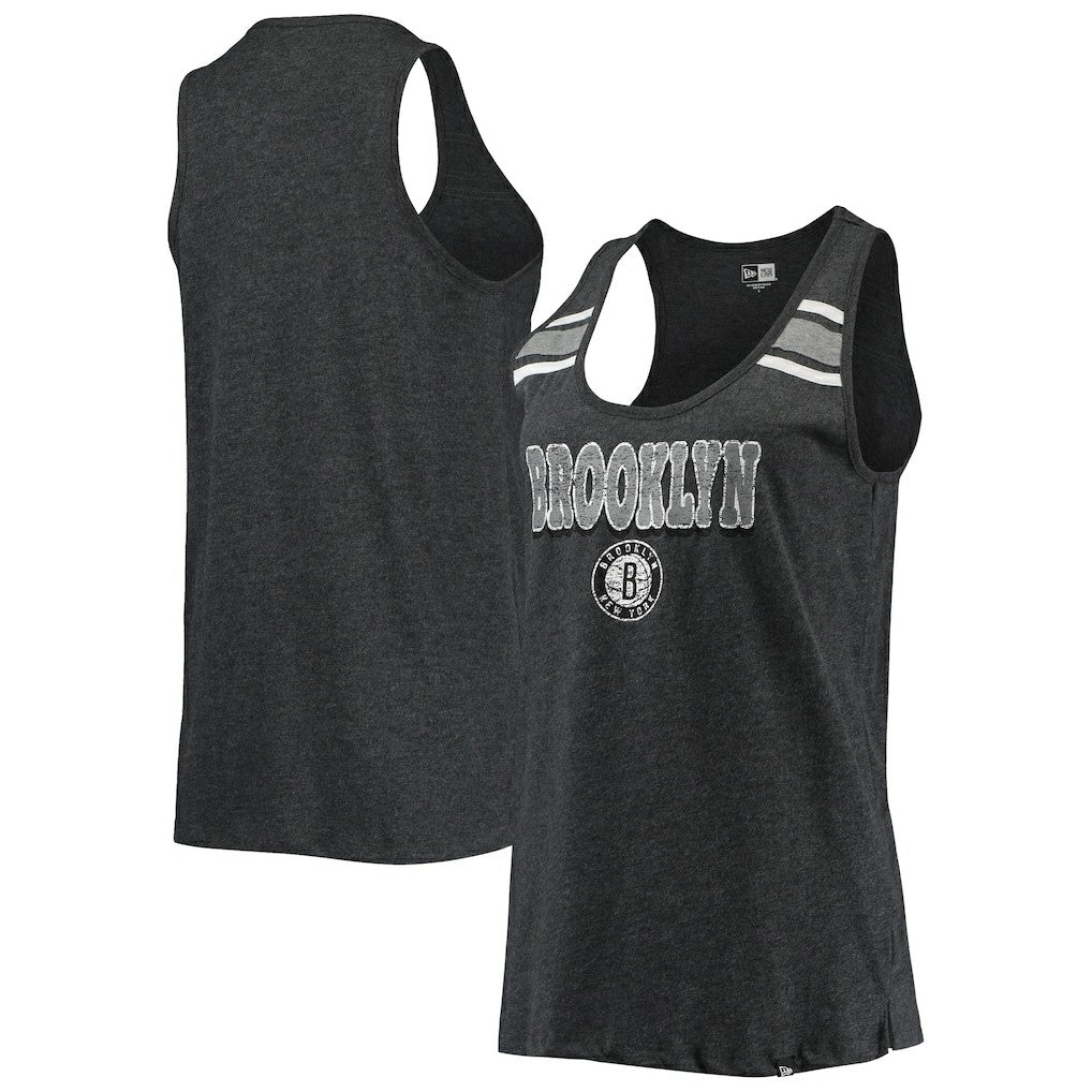 New Era Brooklyn Nets Women's Scoop-Neck Racerback Tank Top Heathered Black