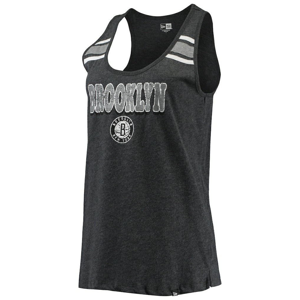 New Era Brooklyn Nets Women's Scoop-Neck Racerback Tank Top Heathered Black