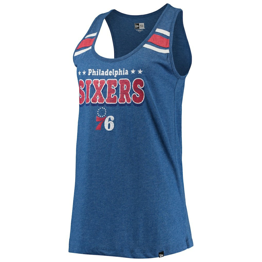 New Era Philadelphia 76ers Women's Scoop-Neck Racerback Tank Top Heathered Royal