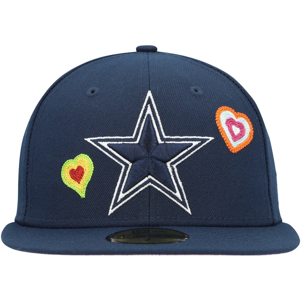 Dallas Cowboys New Era Chain Stitch Heart 59FIFTY Fitted Hat - Navy - NFL
