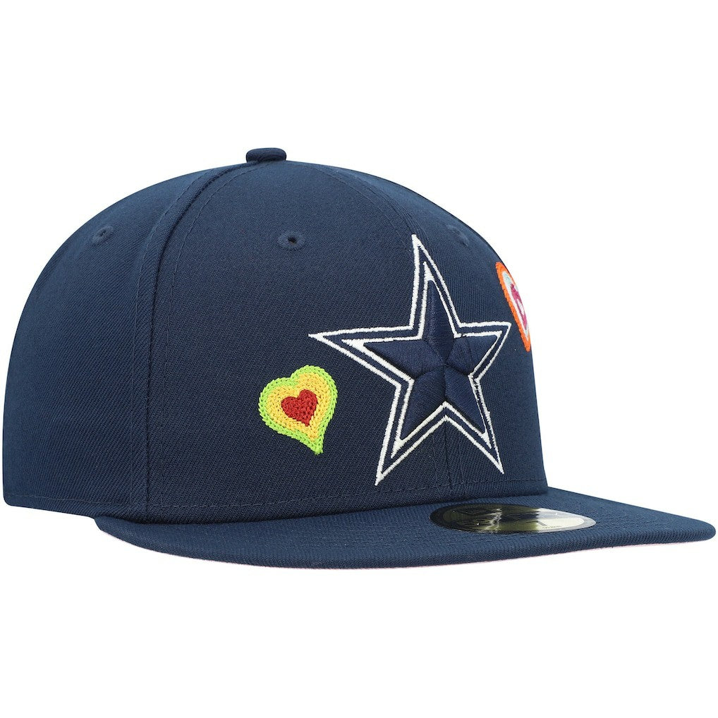 Dallas Cowboys New Era Chain Stitch Heart 59FIFTY Fitted Hat - Navy - NFL