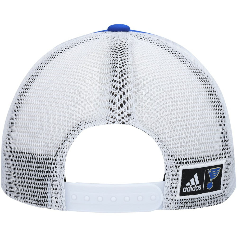 St. Louis Blues adidas Team Plate Trucker Snapback Hat - Blue/White | Adidas on sale