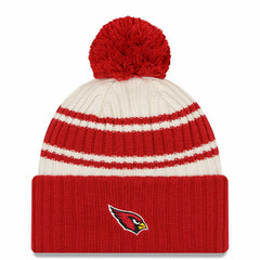 Arizona Cardinals New Era 2022 Sideline Sport Cuffed Pom Knit Hat - Cream/Cardinal - NFL