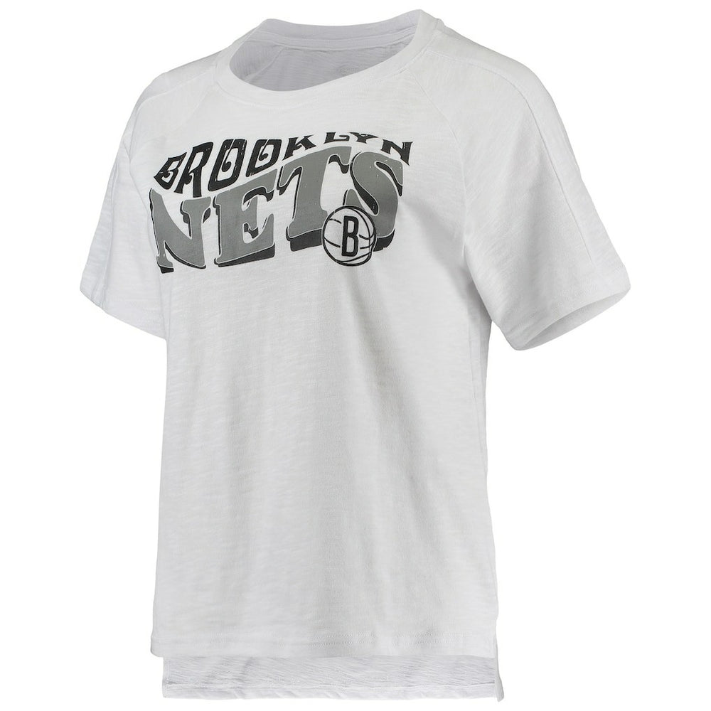Brooklyn Nets Concepts Sport Women's Resurgence Slub Burnout Raglan Top & Shorts Sleep Set Charcoal/White