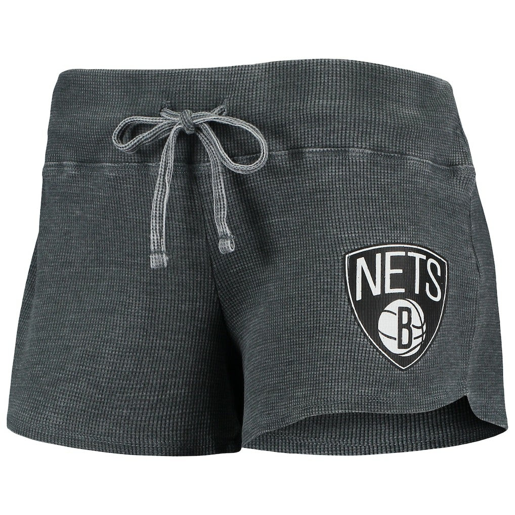 Brooklyn Nets Concepts Sport Women's Resurgence Slub Burnout Raglan Top & Shorts Sleep Set Charcoal/White