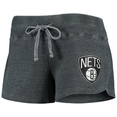Brooklyn Nets Concepts Sport Women's Resurgence Slub Burnout Raglan Top & Shorts Sleep Set Charcoal/White