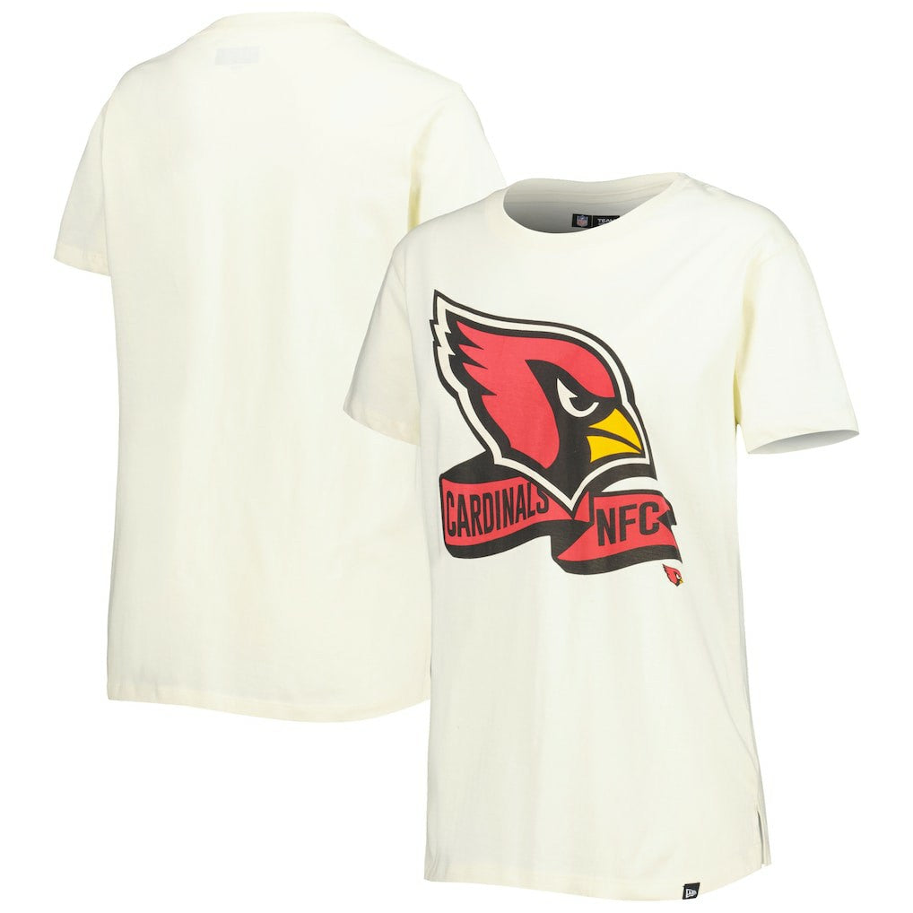 Arizona Cardinals New Era Women's Chrome Sideline T-Shirt - Cream - NFL
