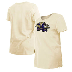 Baltimore Ravens New Era Women's Chrome Sideline T-Shirt - Cream - NFL