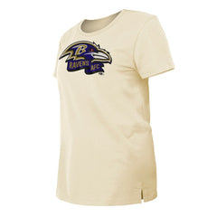 Baltimore Ravens New Era Women's Chrome Sideline T-Shirt - Cream - NFL