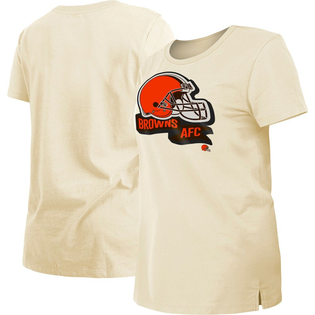 Cleveland Browns New Era Women's Chrome Sideline T-Shirt - Cream - NFL